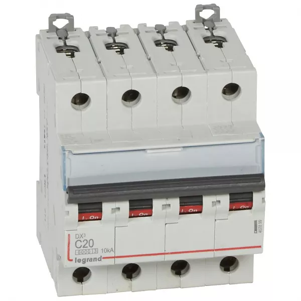 legrand-disjoncteur dx� 6000 -vis/vis- 4p- 400v~-20a-courbec-peigne hx� trad 4p - 4m (407899)