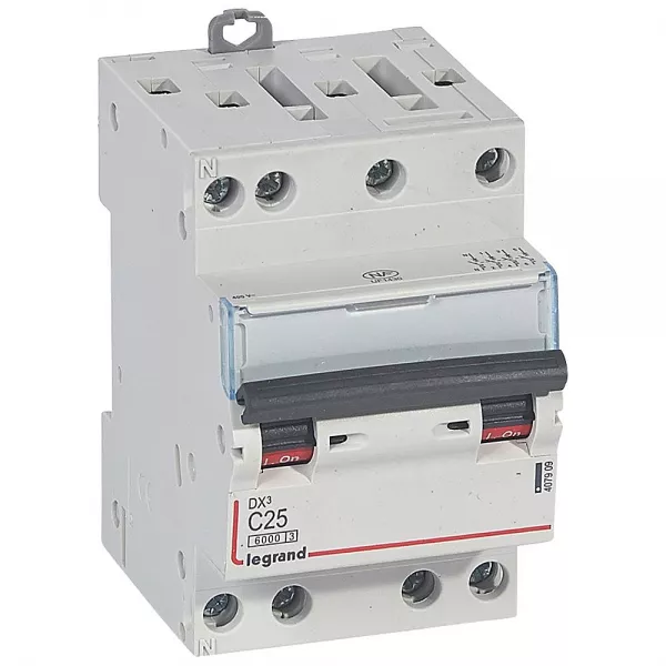legrand-disjoncteur dx� 6000 -vis/vis- 4p- 400v~-25a-10ka-courbec-peigne hx� opti 4p -3m (407909)