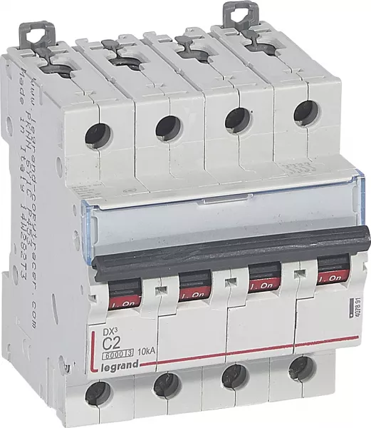 legrand-disjoncteur dx� 6000 -vis/vis- 4p- 400v~-2a-10ka-courbec-peigne hx� trad 4p - 4m (407891)