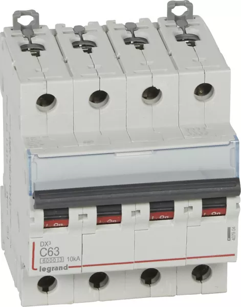 legrand-disjoncteur dx� 6000 -vis/vis- 4p- 400v~-63a-courbec-peigne hx� trad 4p - 4m (407904)