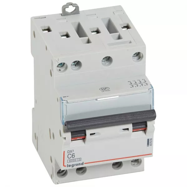 legrand-disjoncteur dx� 6000 -vis/vis- 4p- 400v~-6a-courbec-peigne hx� opti 4p -3m (407905)