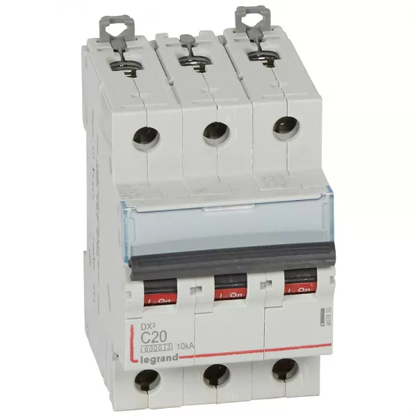legrand-disjoncteur dx� 6000 -vis/vis-3p- 400v~-20a-10ka-courbec-peigne hx� trad 4p -3m (407830)