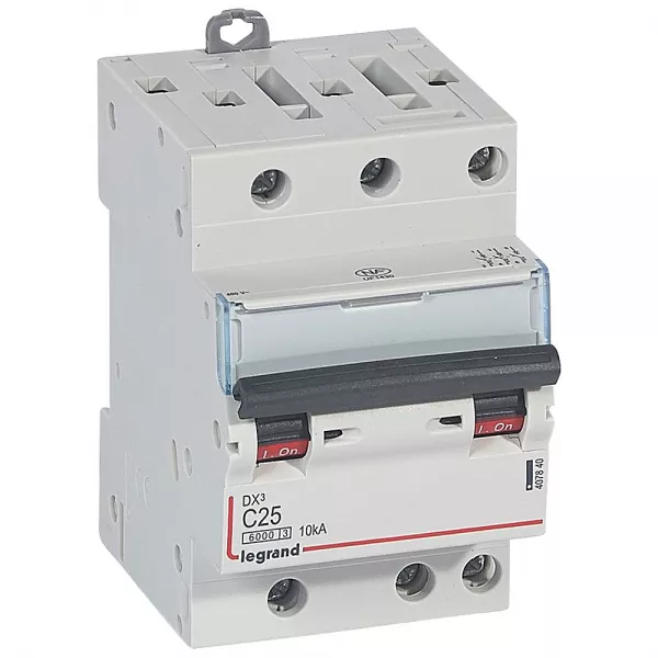 legrand-disjoncteur dx� 6000 -vis/vis-3p- 400v~-25a-10ka-courbec-peigne hx� opti 4p -3m (407840)