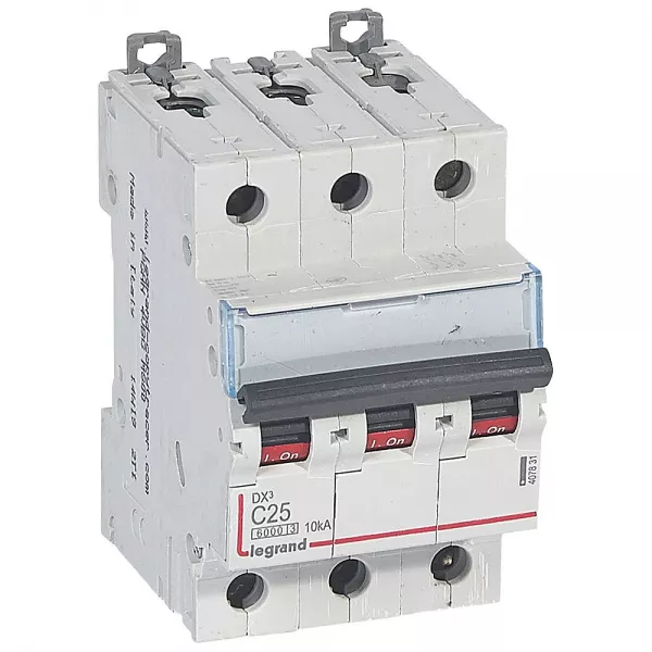 legrand-disjoncteur dx� 6000 -vis/vis-3p- 400v~-25a-10ka-courbec-peigne hx� trad 4p -3m (407831)