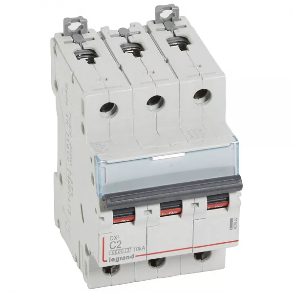 legrand-disjoncteur dx� 6000 -vis/vis-3p- 400v~-2a-10ka-courbec-peigne hx� trad 4p -3m (407822)