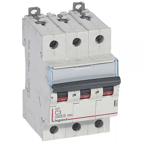 legrand-disjoncteur dx� 6000 -vis/vis-3p- 400v~-3a-10ka-courbec-peigne hx� trad 4p -3m (407823)