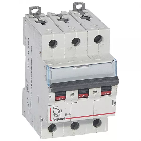 legrand-disjoncteur dx� 6000 -vis/vis-3p- 400v~-50a-10ka-courbec-peigne hx� trad 4p -3m (407834)