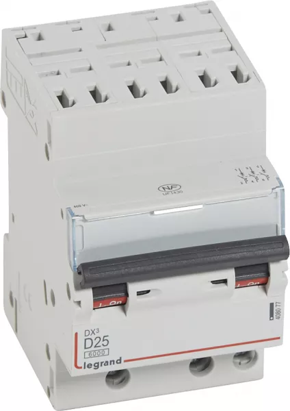 legrand-disjoncteur dx� 6000-auto/vis-3p-400v -25a-10ka-courbe d-peigne hx� opti 4p -3m (408077)