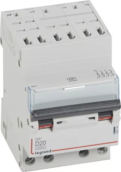 legrand-disjoncteur dx� 6000-auto/vis-4p-400v~-20a-10ka-courbe d-peigne hx� opti 4p -3m (408134)