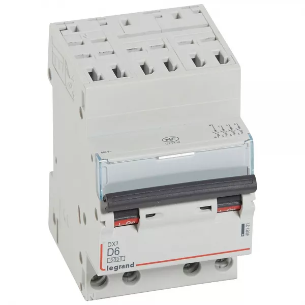 legrand-disjoncteur dx� 6000-auto/vis-4p-400v~-6a-10ka -courbe d-peigne hx� opti 4p -3m (408131)