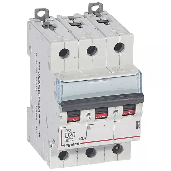 legrand-disjoncteur dx� 6000-vis/vis-3p-400v~-20a-10ka-courbe d-peigne hx� trad 3p-3m (408060)