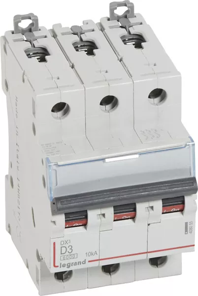 legrand-disjoncteur dx� 6000-vis/vis-3p-400v~-3a-10ka-courbe d-peigne hx� trad 3p-3m (408055)