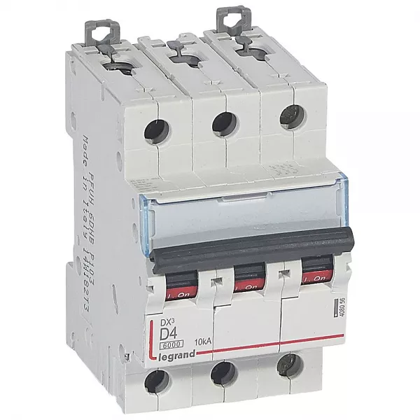 legrand-disjoncteur dx� 6000-vis/vis-3p-400v~-4a-10ka-courbe d-peigne hx� trad 3p-3m (408056)