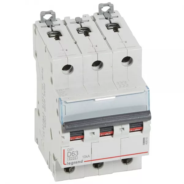 legrand-disjoncteur dx� 6000-vis/vis-3p-400v~-63a-10ka-courbe d-peigne hx� trad 3p-3m (408065)