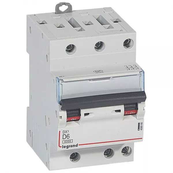 legrand-disjoncteur dx� 6000-vis/vis-3p-400v~-6a-10ka-courbe d-peigne hx� opti 4p -3m (408066)