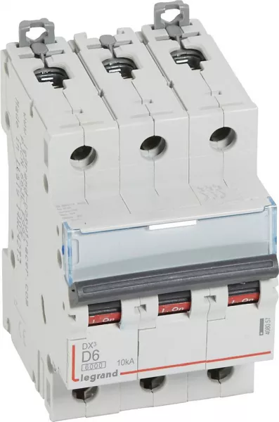 legrand-disjoncteur dx� 6000-vis/vis-3p-400v~-6a-10ka-courbe d-peigne hx� trad 3p-3m (408057)