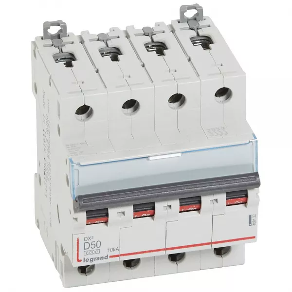 legrand-disjoncteur dx� 6000-vis/vis-4p-400v~-50a-10ka-courbe d-peigne hx� trad 4p - 4m (408122)
