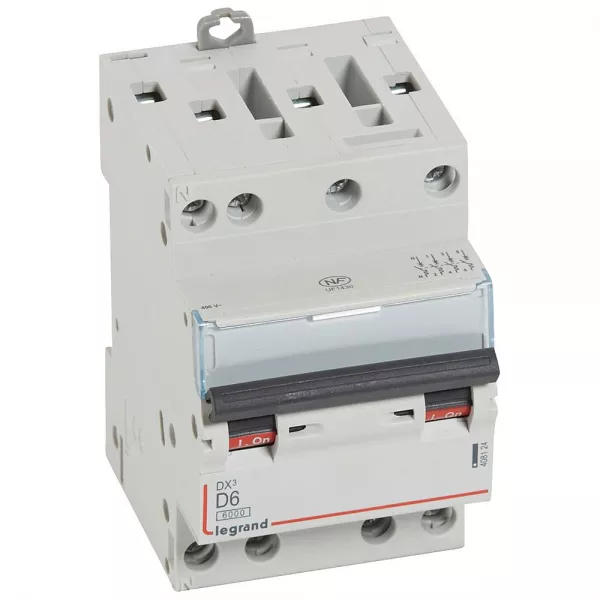 legrand-disjoncteur dx� 6000-vis/vis-4p-400v~-6a-10ka-courbe d-peigne hx� opti 4p -3m (408124)