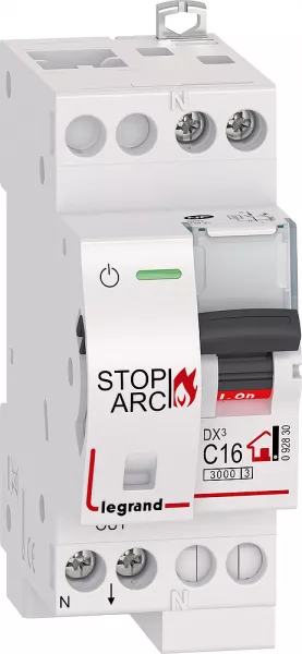 legrand-disjoncteur dx� stop arc 3000a unipolaire + neutre 16a courbe c (092830)