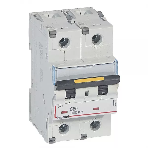 legrand-disjoncteur dx�10000 16ka arriv�e haut/d�part bas vis 2p 80a courbe c 3 modules (409228)