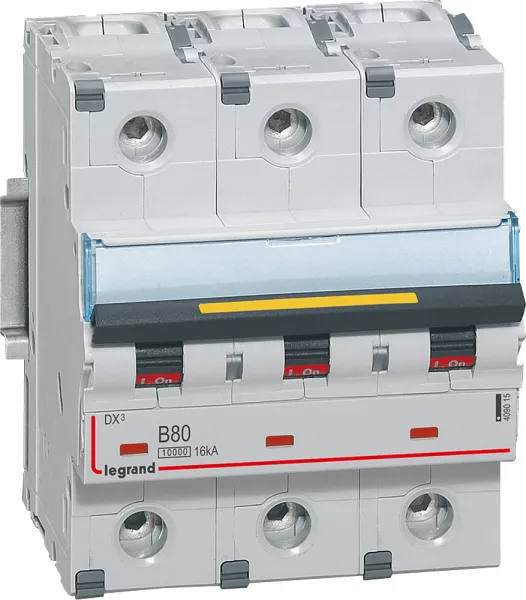 legrand-disjoncteur dx�10000 16ka arriv�e haut/d�part bas vis 3p 80a courbe b - 4,5 mod (409015)