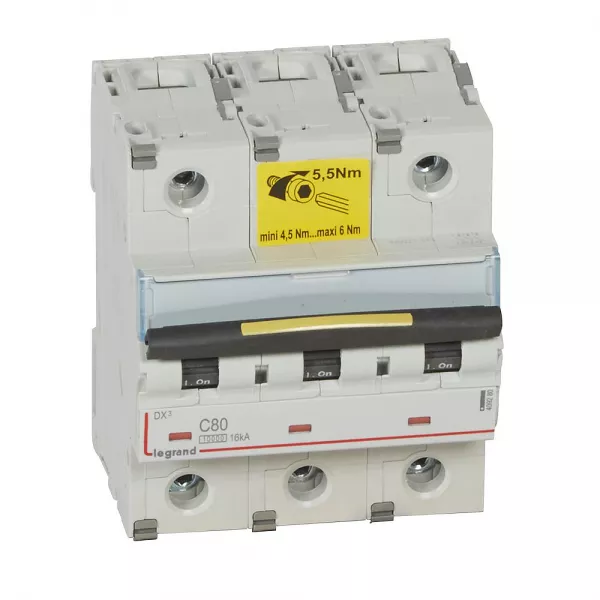 legrand-disjoncteur dx�10000 16ka arriv�e haut/d�part bas vis 3p 80a courbe c - 4,5 mod (409280)