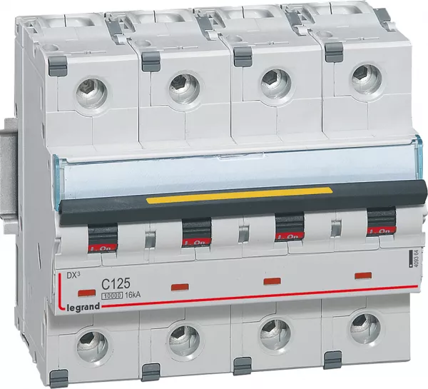 legrand-disjoncteur dx�10000 16ka arriv�e haut/d�part bas vis 4p 125a courbe c - 6 mod (409364)
