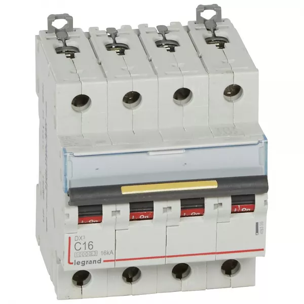 legrand-disjoncteur dx�10000 16ka arriv�e haut/d�part bas vis 4p 16a courbe c 4 modules (409355)