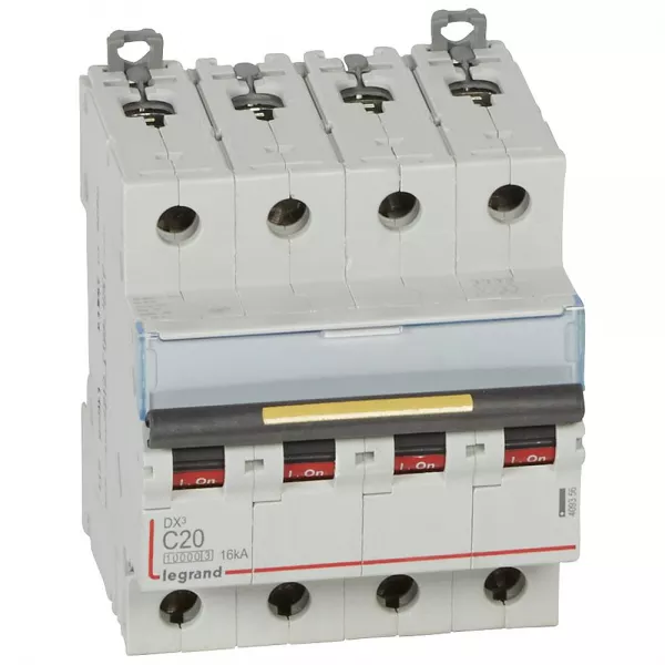 legrand-disjoncteur dx�10000 16ka arriv�e haut/d�part bas vis 4p 20a courbe c 4 modules (409356)