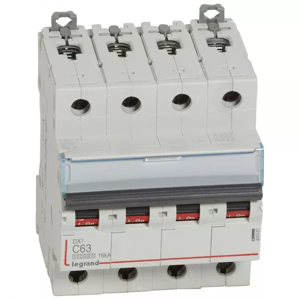 legrand-disjoncteur dx�10000 16ka arriv�e haut/d�part bas vis 4p 63a courbe c 4 modules (409361)