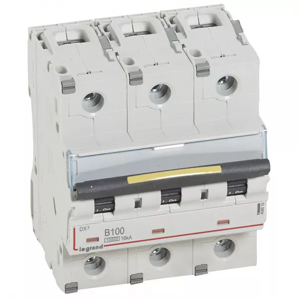 legrand-disjoncteur dx�10000 16ka arriv�e haute/d�part bas vis 3p 100a courbe b -4,5 mod (409016)