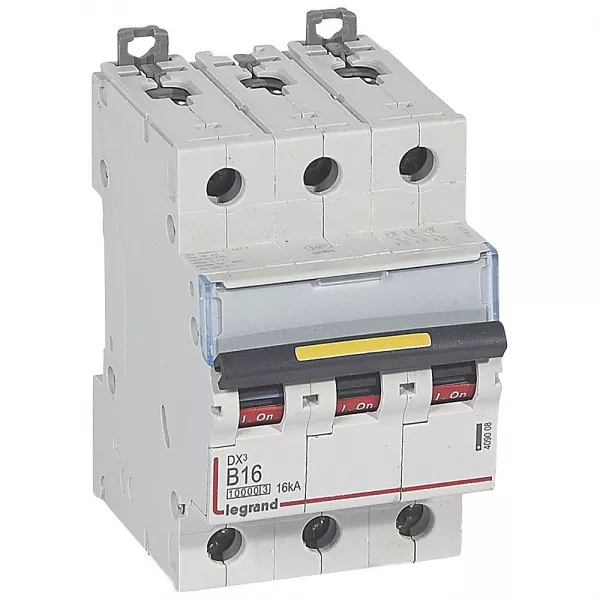 legrand-disjoncteur dx�10000 16ka arriv�e haute/d�part bas vis 3p 16a courbe b - 3 mod (409008)