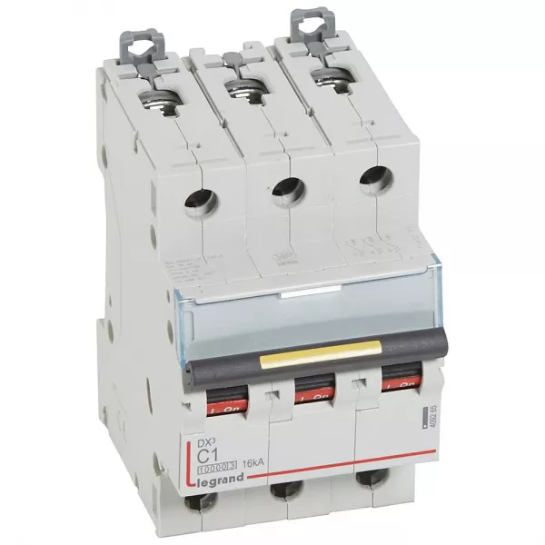 legrand-disjoncteur dx�10000 16ka arriv�e haute/d�part bas vis 3p 1a courbe c - 3 mod (409265)