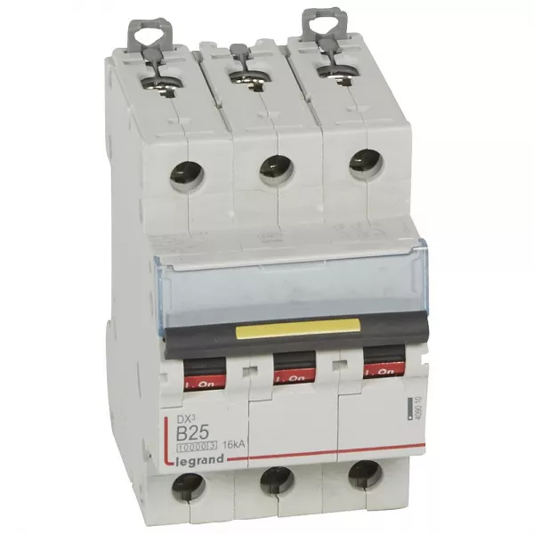 legrand-disjoncteur dx�10000 16ka arriv�e haute/d�part bas vis 3p 25a courbe b - 3 mod (409010)