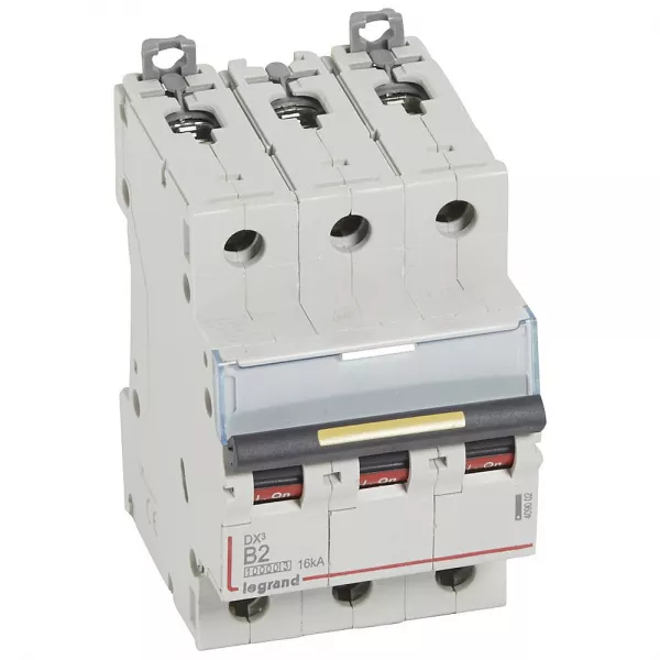 legrand-disjoncteur dx�10000 16ka arriv�e haute/d�part bas vis 3p 2a courbe b - 3 mod (409002)