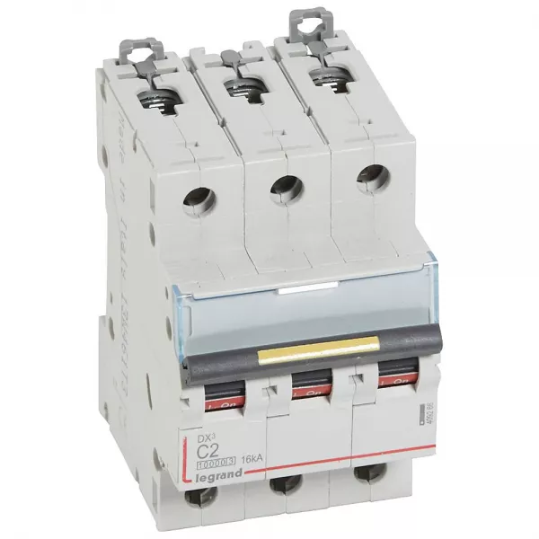 legrand-disjoncteur dx�10000 16ka arriv�e haute/d�part bas vis 3p 2a courbe c - 3 mod (409266)