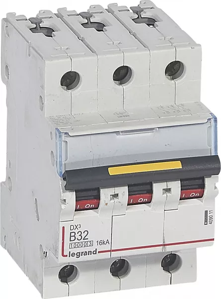 legrand-disjoncteur dx�10000 16ka arriv�e haute/d�part bas vis 3p 32a courbe b - 3 mod (409011)