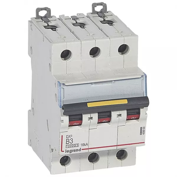 legrand-disjoncteur dx�10000 16ka arriv�e haute/d�part bas vis 3p 3a courbe b - 3 mod (409003)