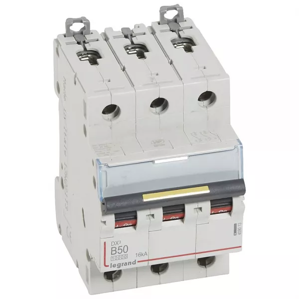 legrand-disjoncteur dx�10000 16ka arriv�e haute/d�part bas vis 3p 50a courbe b - 3 mod (409013)