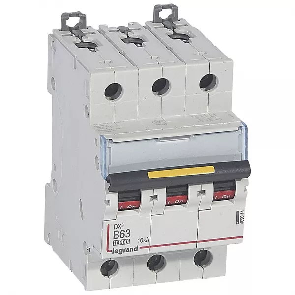 legrand-disjoncteur dx�10000 16ka arriv�e haute/d�part bas vis 3p 63a courbe b - 3 mod (409014)