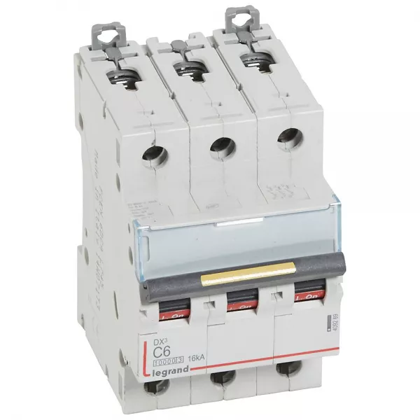 legrand-disjoncteur dx�10000 16ka arriv�e haute/d�part bas vis 3p 6a courbe c - 3 mod (409269)