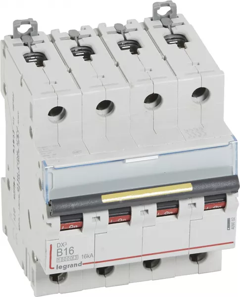 legrand-disjoncteur dx�10000 16ka arriv�e haute/d�part bas vis 4p 16a courbe b - 4 mod (409082)