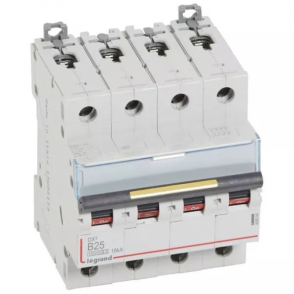 legrand-disjoncteur dx�10000 16ka arriv�e haute/d�part bas vis 4p 25a courbe b - 4 mod (409084)