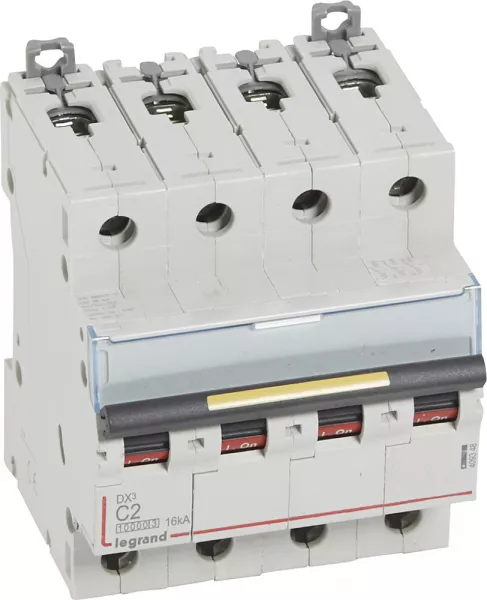 legrand-disjoncteur dx�10000 16ka arriv�e haute/d�part bas vis 4p 2a courbe c - 4 mod (409348)