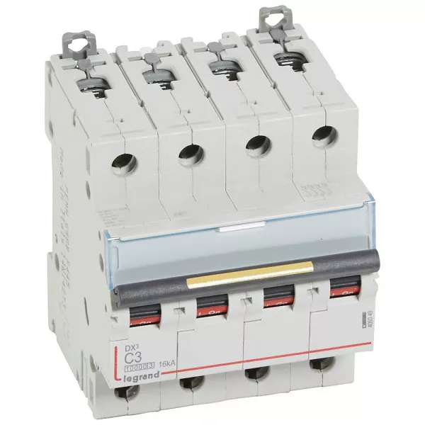 legrand-disjoncteur dx�10000 16ka arriv�e haute/d�part bas vis 4p 3a courbe c - 4 mod (409349)