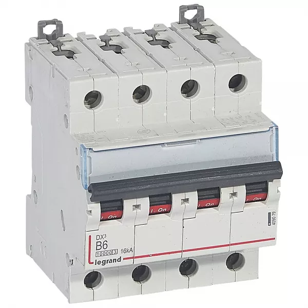 legrand-disjoncteur dx�10000 16ka arriv�e haute/d�part bas vis 4p 6a courbe b - 4 mod (409079)
