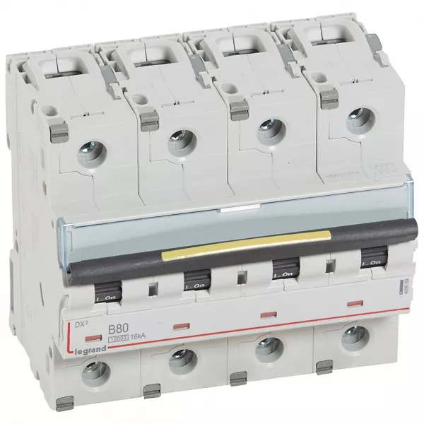 legrand-disjoncteur dx�10000 16ka arriv�e haute/d�part bas vis 4p 80a courbe b - 6 mod (409089)