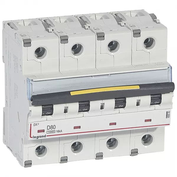 legrand-disjoncteur dx�10000 16ka arriv�e haute/d�part bas vis 4p 80a courbe d - 6 mod (409540)