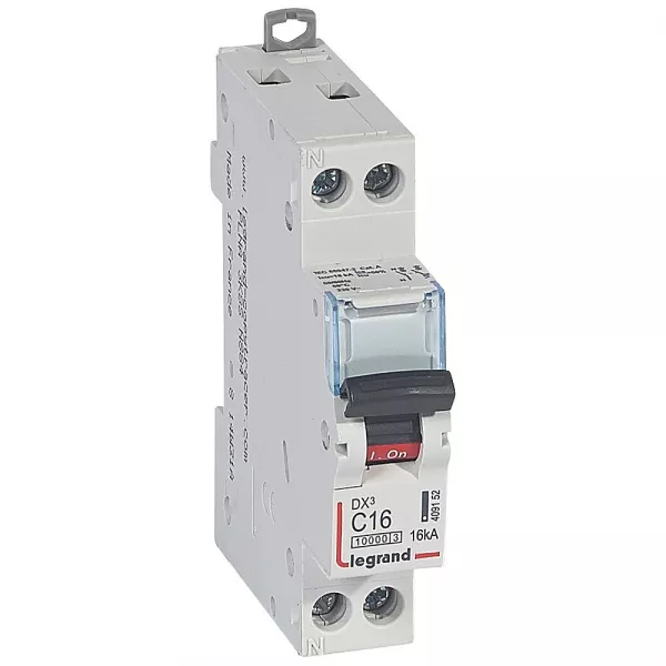 legrand-disjoncteur dx�10000 16ka arriv�e haute/d�part bas vis u+n 16a courbe c - 1 mod (409152)