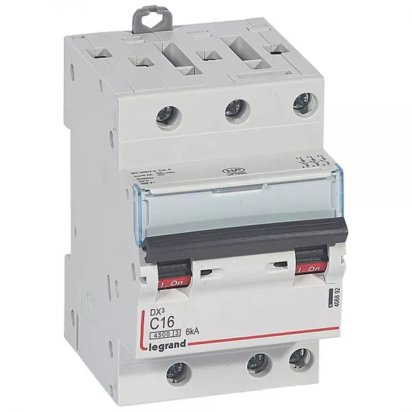 legrand-disjoncteur dx�4500 6ka bornes � vis 3p 400v~ 16a courbe c - 3 modules (406892)